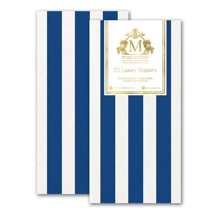 Disposable Slim Luxury Napkins - Navy Stripe