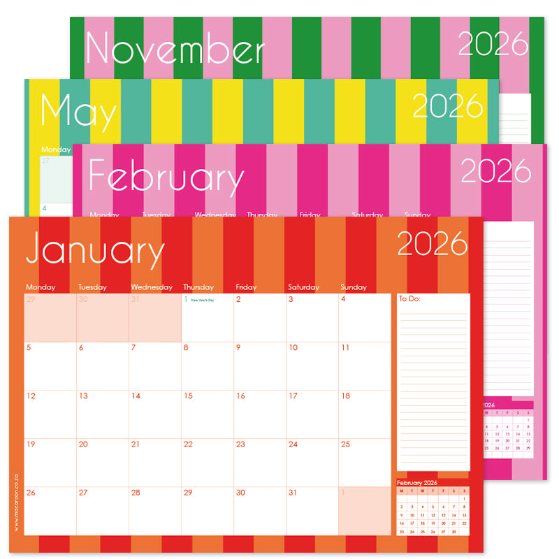 2026 Desk Calendar - Circus Stripe
