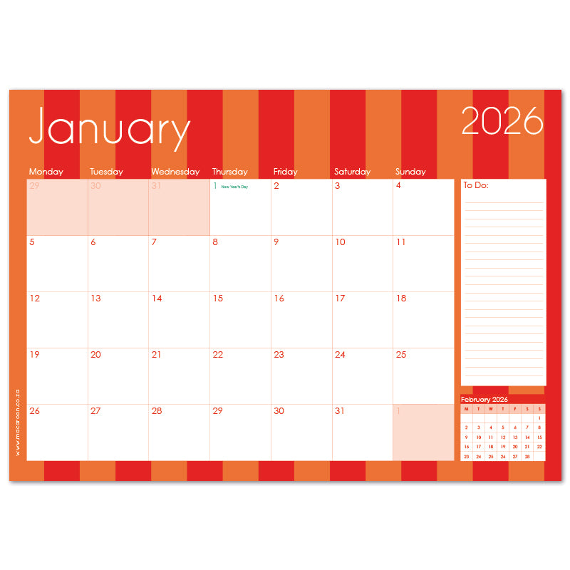 2026 Desk Calendar - Circus Stripe