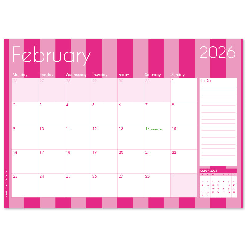 2026 Desk Calendar - Circus Stripe