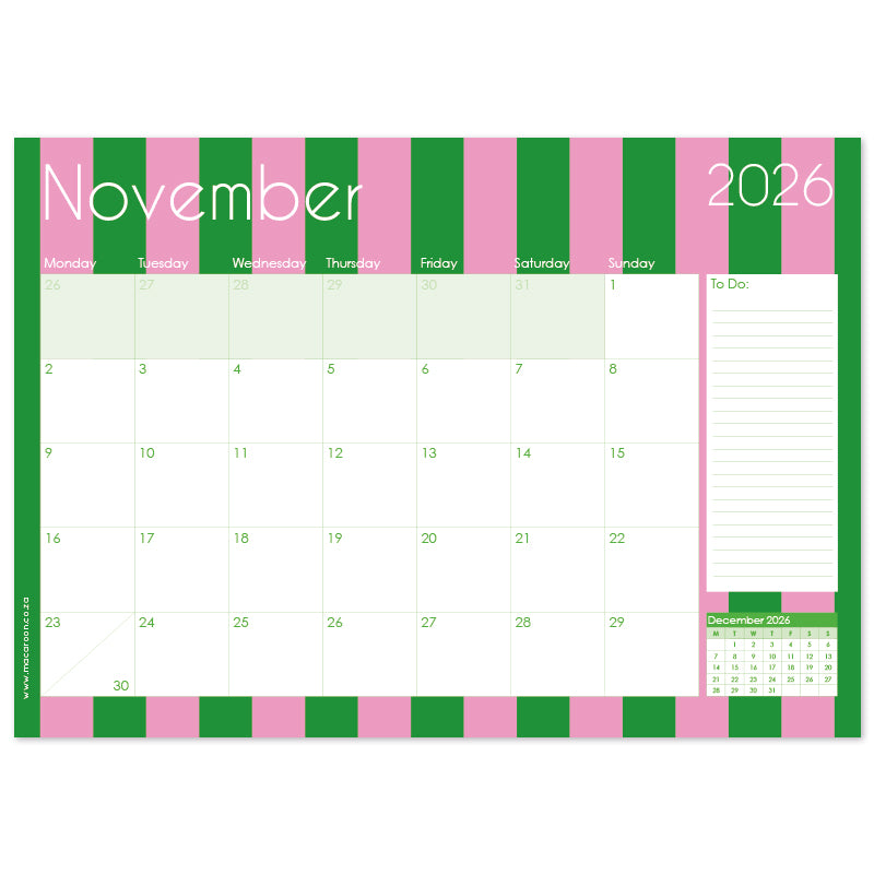 2026 Desk Calendar - Circus Stripe
