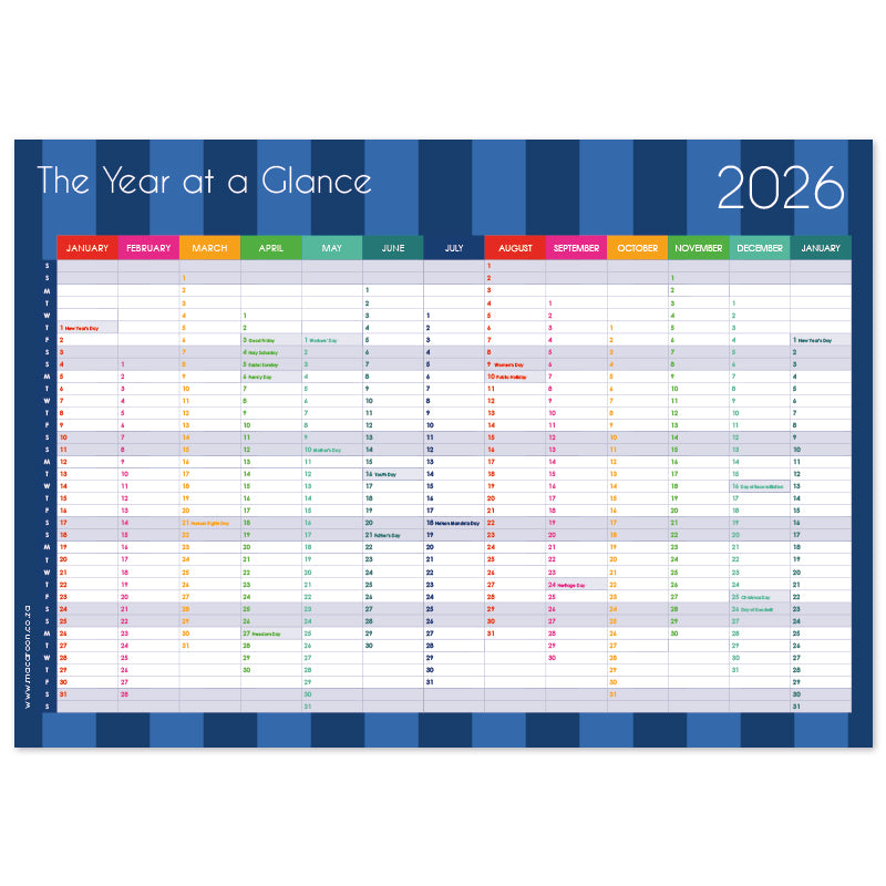 2026 Desk Calendar - Circus Stripe