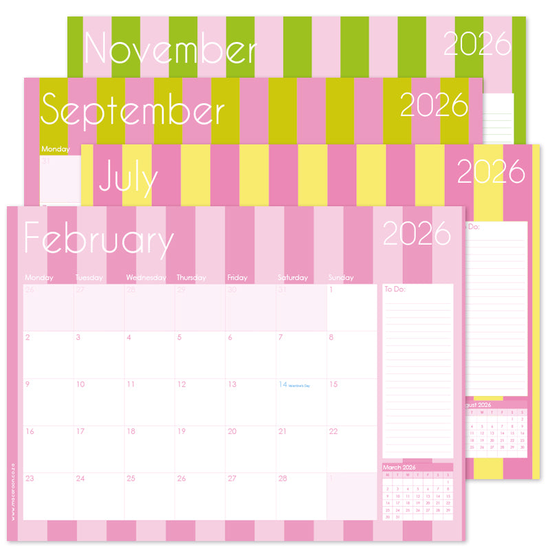 2026 Desk Calendar - Sorbet Stripe