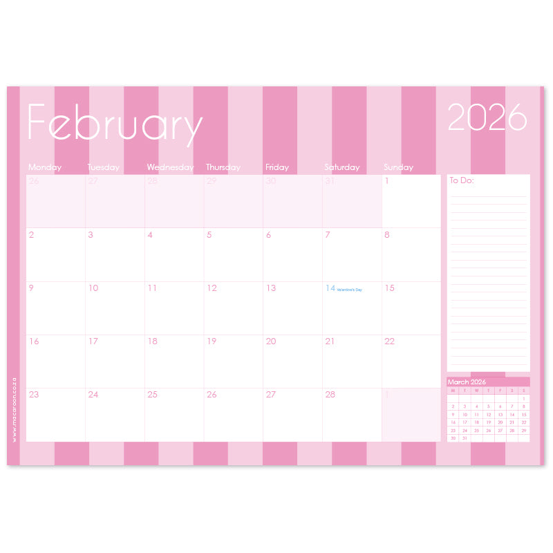 2026 Desk Calendar - Sorbet Stripe