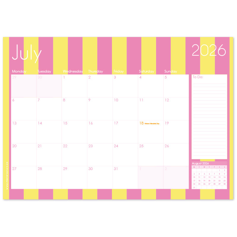 2026 Desk Calendar - Sorbet Stripe