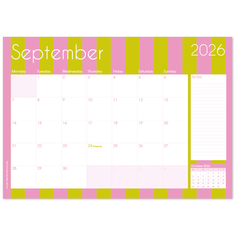 2026 Desk Calendar - Sorbet Stripe