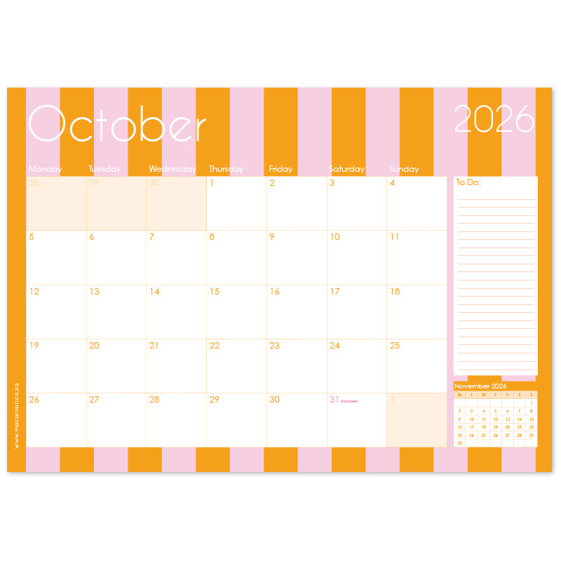 2026 Desk Calendar - Sorbet Stripe