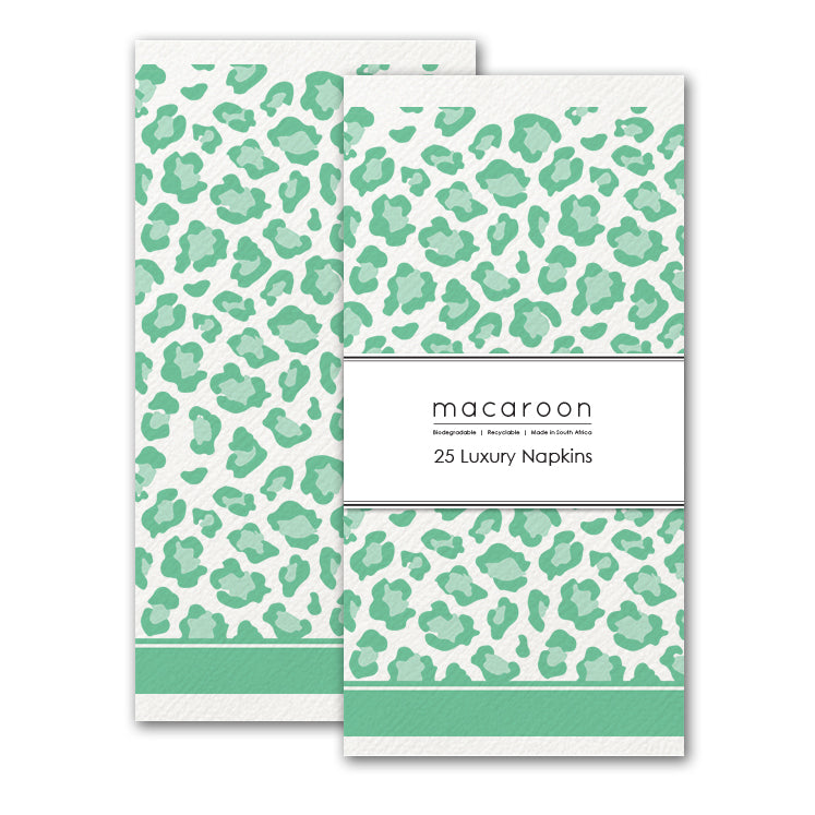 Disposable Slim Luxury Napkins - Leopard Seaglass