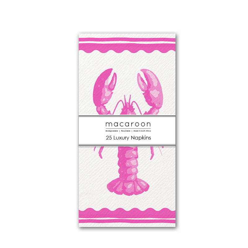 Disposable Slim Luxury Napkins - Block Lobster Pink