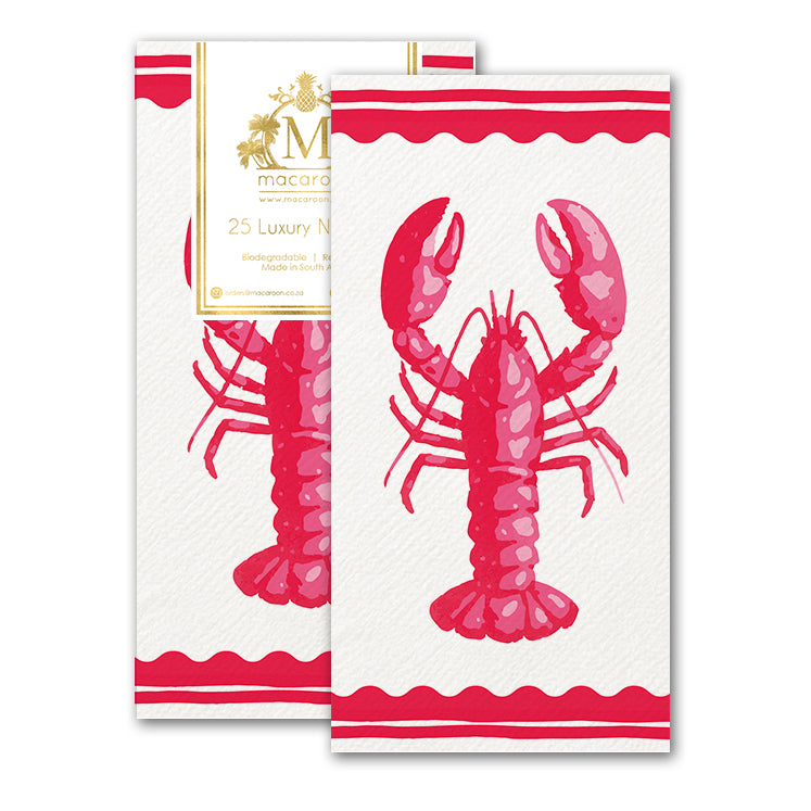 Disposable Slim Luxury Napkins - Block Lobster Red