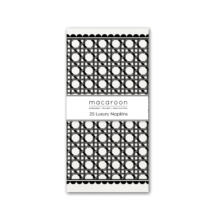 Disposable Slim Luxury Napkins - Wicker Cane Black