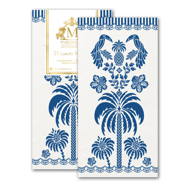 Disposable Slim Luxury Napkins - Navy Palm Plume