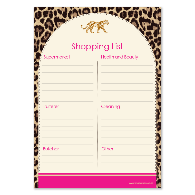 A5 Shopping List - Safari Social