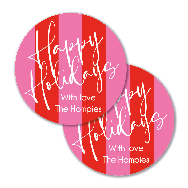 Personalised Gift Stickers - Circus Stripe - Holidays