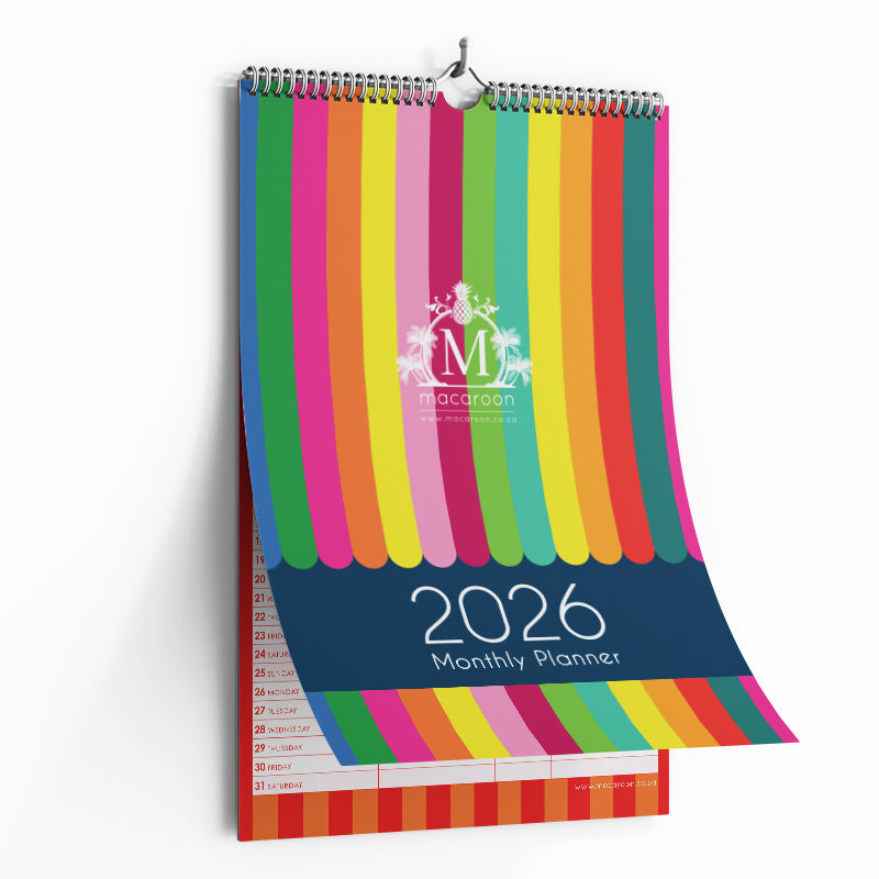 2026 A3 Monthly Wall Planner - Circus Stripe