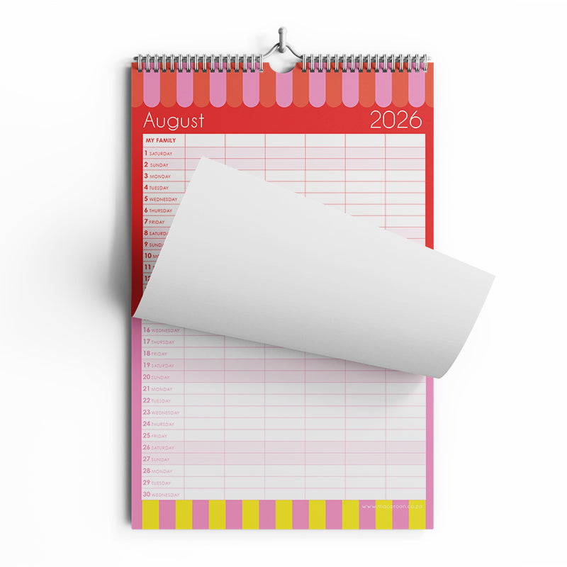 2026 A3 Monthly Wall Planner - Circus Stripe