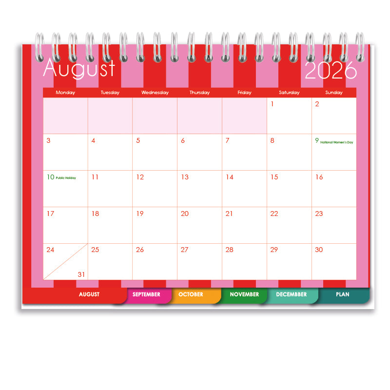 2026 Tabbed A5 Tent Calendar - Circus Stripe