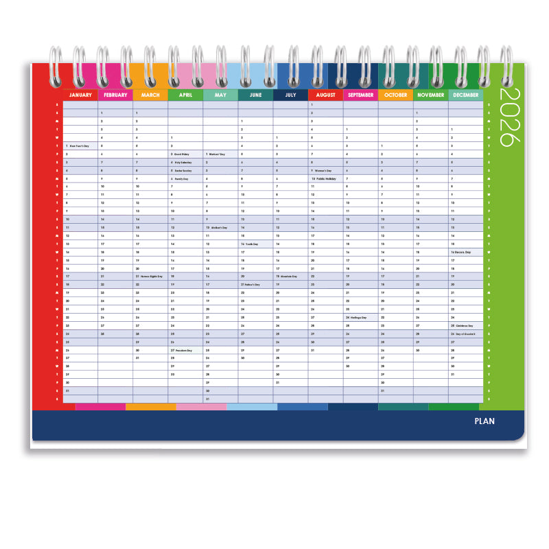 2026 Tabbed A5 Tent Calendar - Circus Stripe