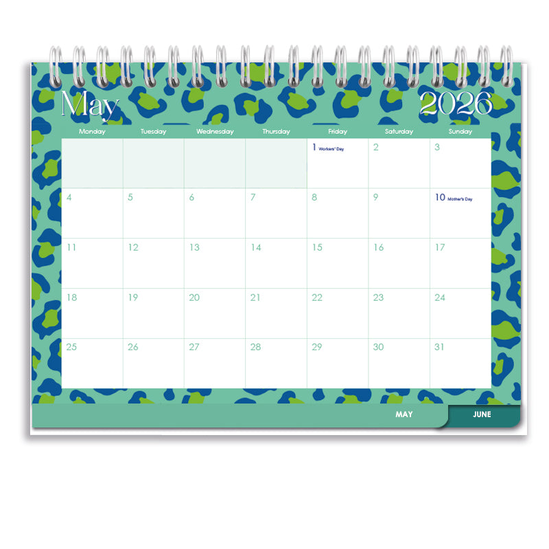 2026 Tabbed A5 Tent Calendar - Lumo Leopard