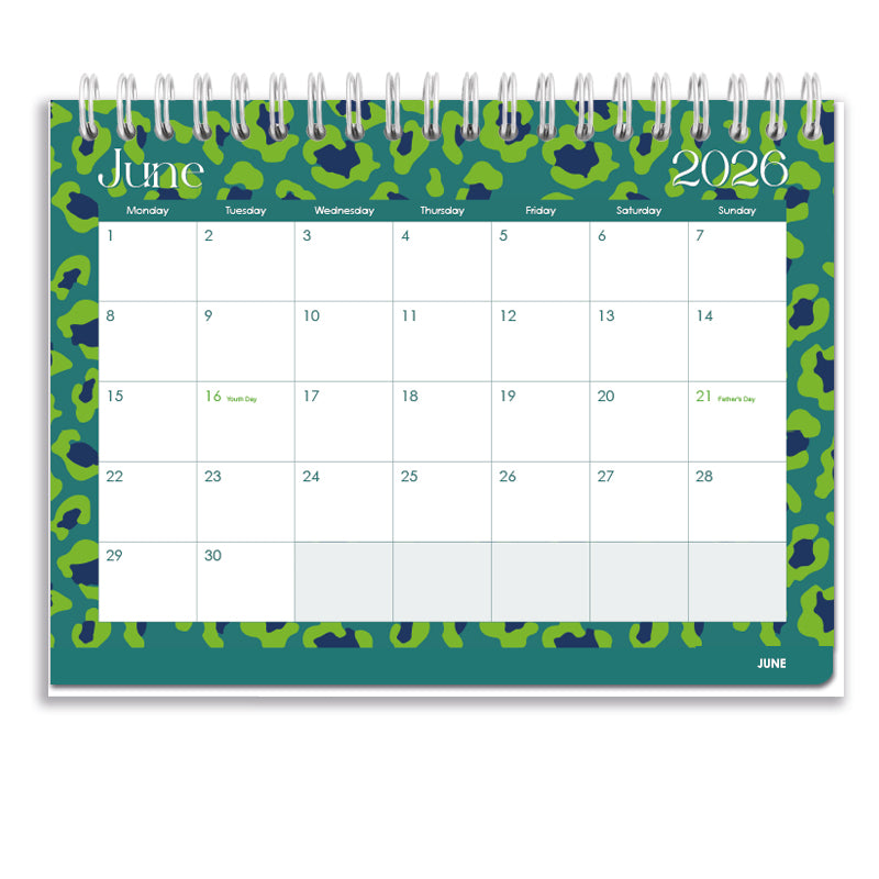 2026 Tabbed A5 Tent Calendar - Lumo Leopard