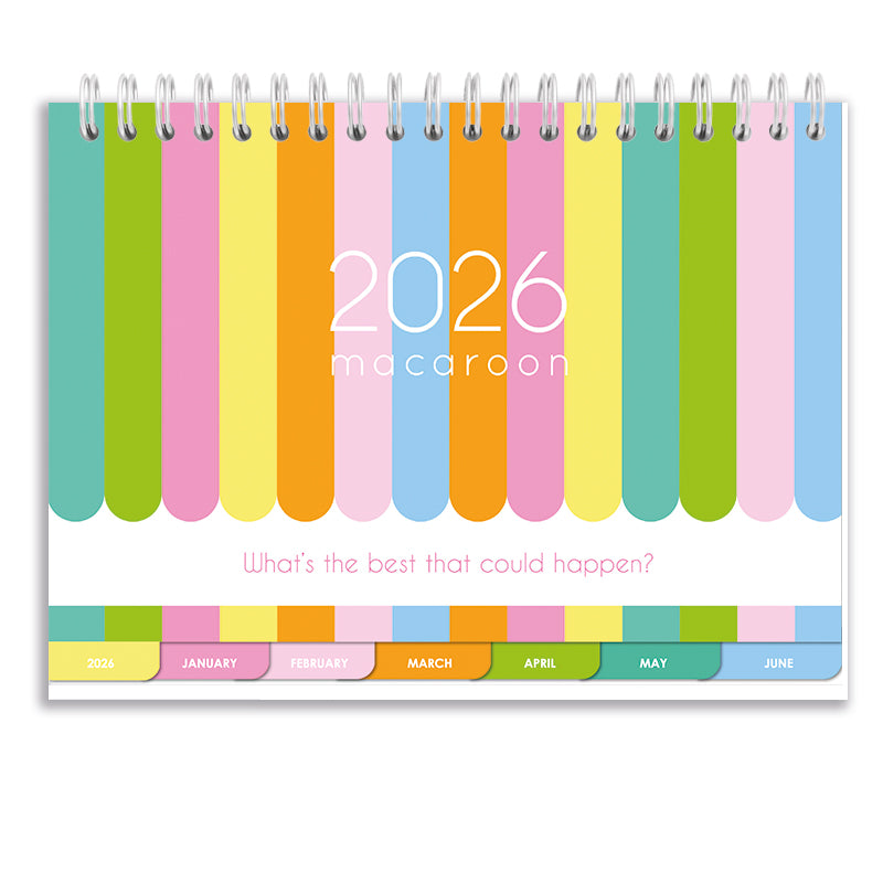 2026 Tabbed A5 Tent Calendar - Sorbet Stripe