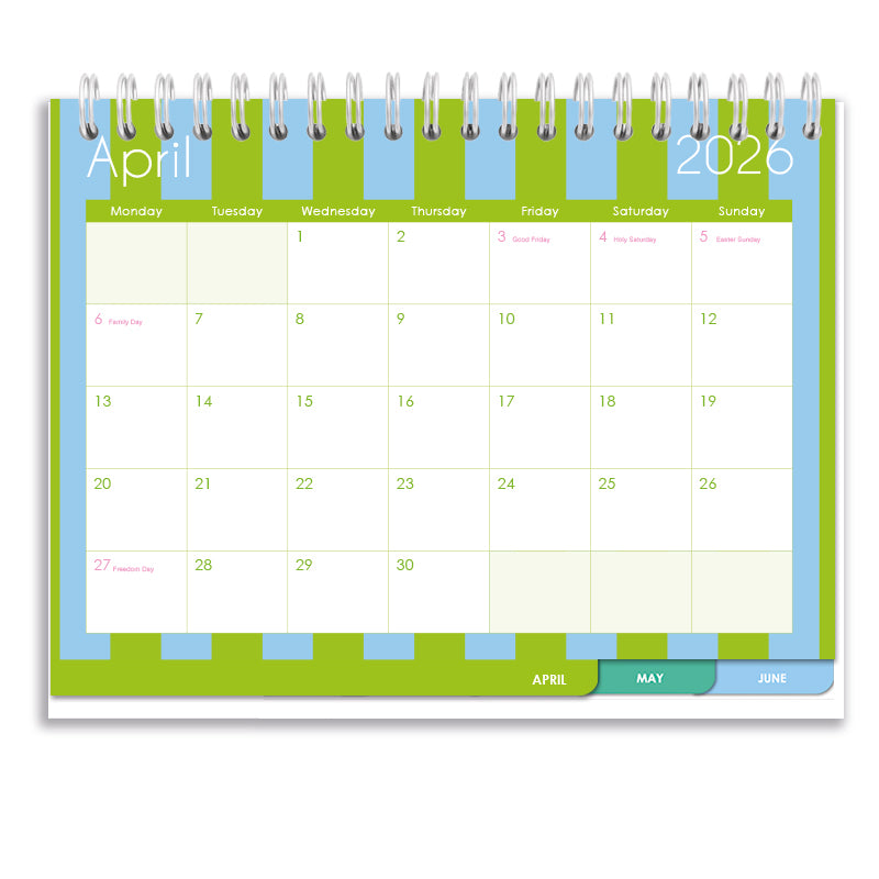 2026 Tabbed A5 Tent Calendar - Sorbet Stripe