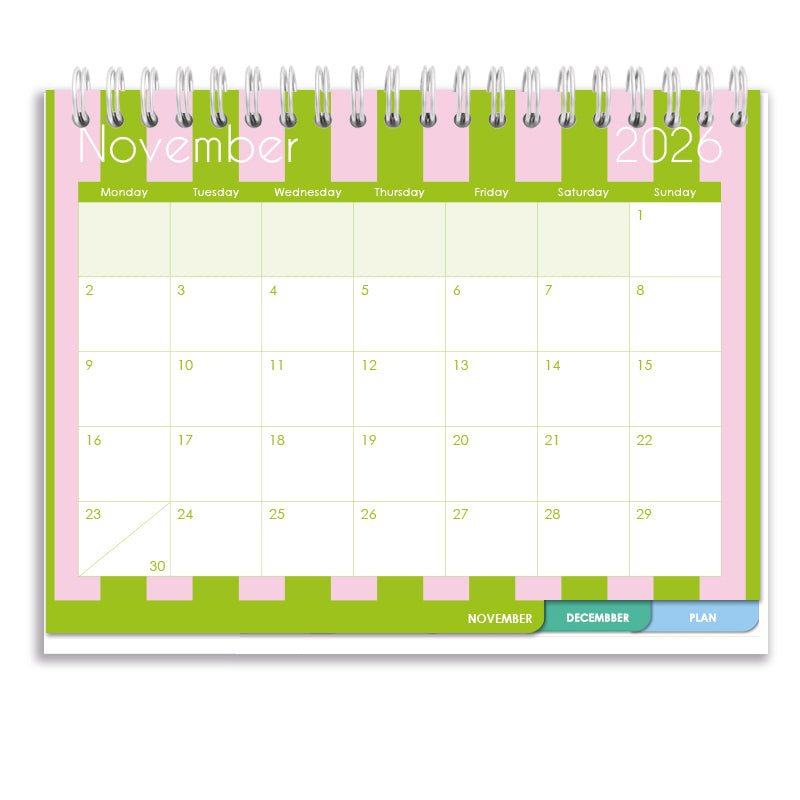 2026 Tabbed A5 Tent Calendar - Sorbet Stripe