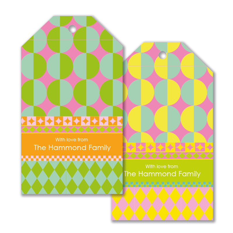 Personalised Gift Tag Set - Harlequin Sorbet
