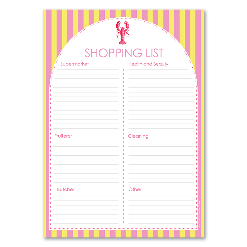 A5 Shopping List - Sorbet Seaside Lobster