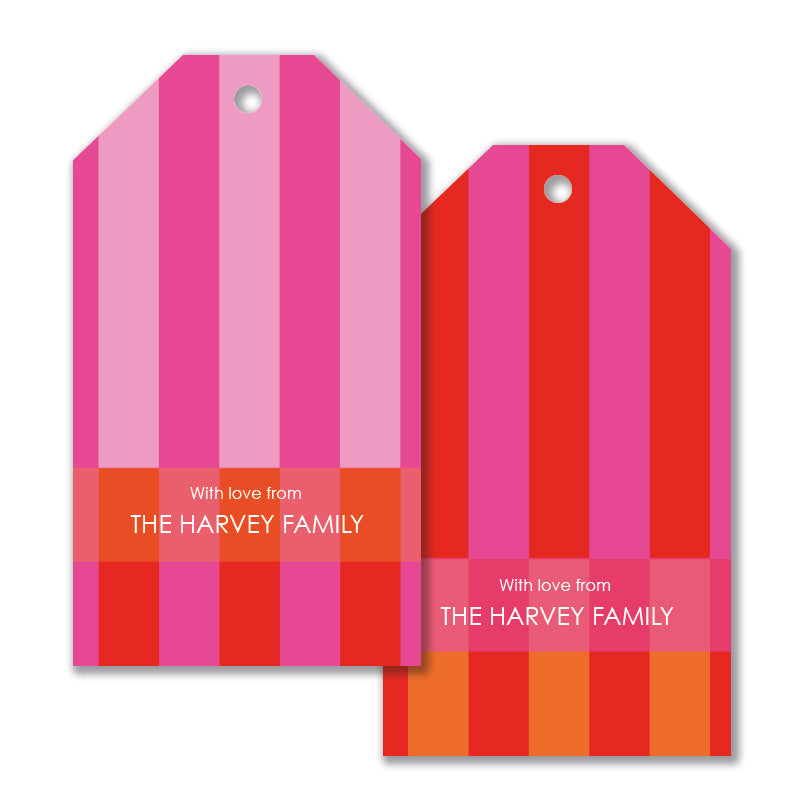 Personalised Gift Tag Set - Circus Stripe Ruby