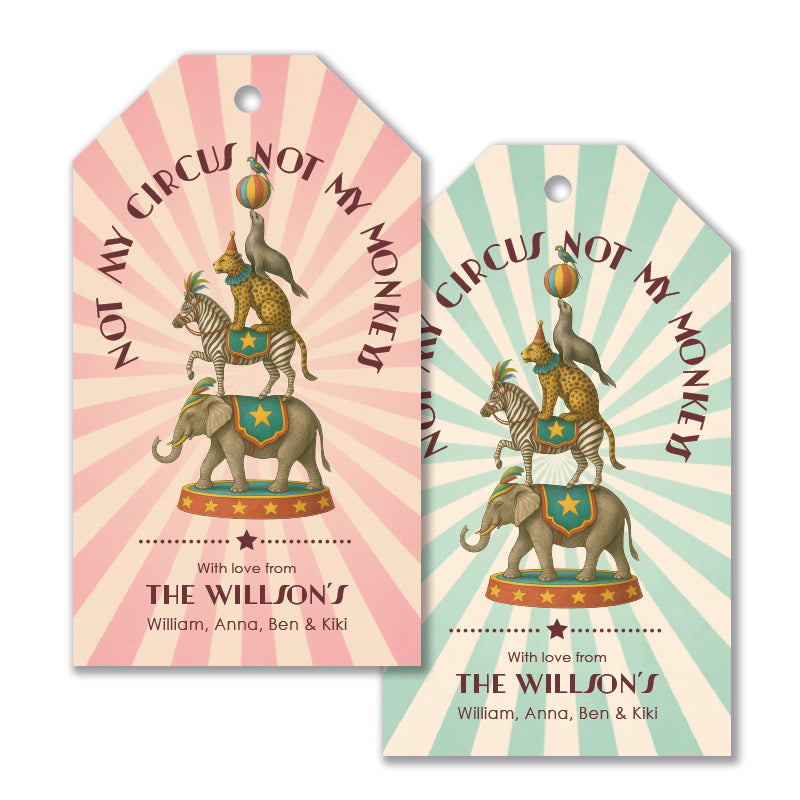 Personalised Gift Tag Set - Circus Monkeys