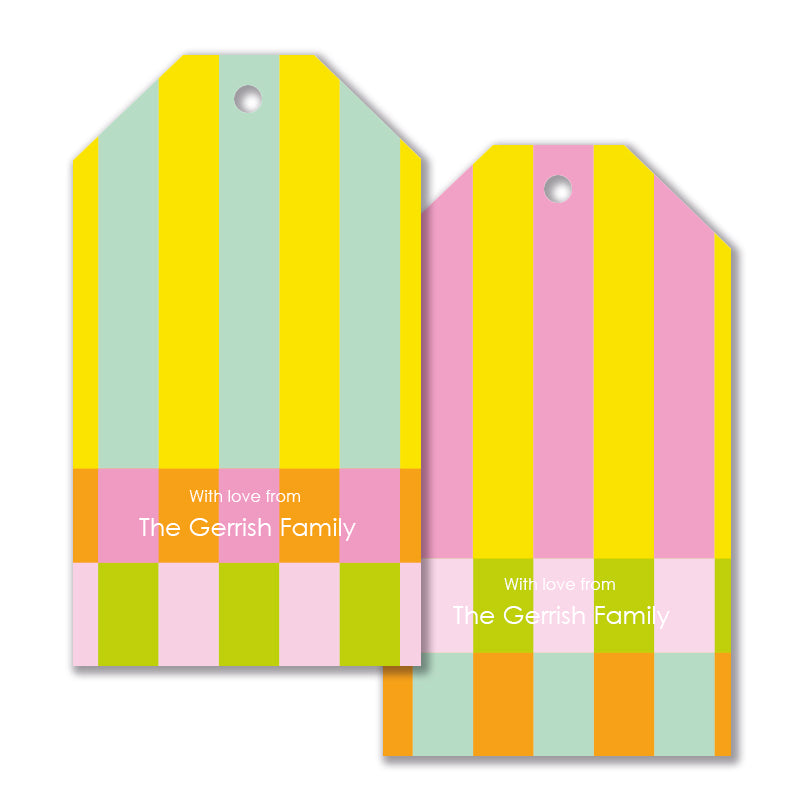 Personalised Gift Tag Set - Circus Stripe Sorbet