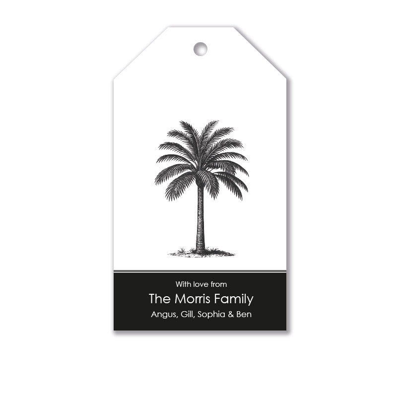 Personalised Gift Tag Set - Classic Palm - Black