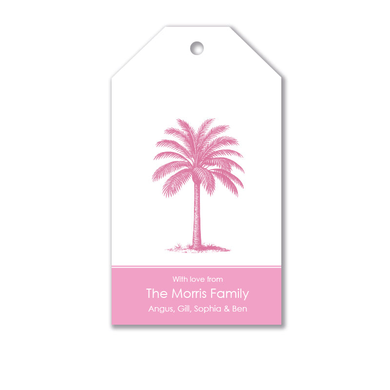 Personalised Gift Tag Set - Classic Palm - Pink