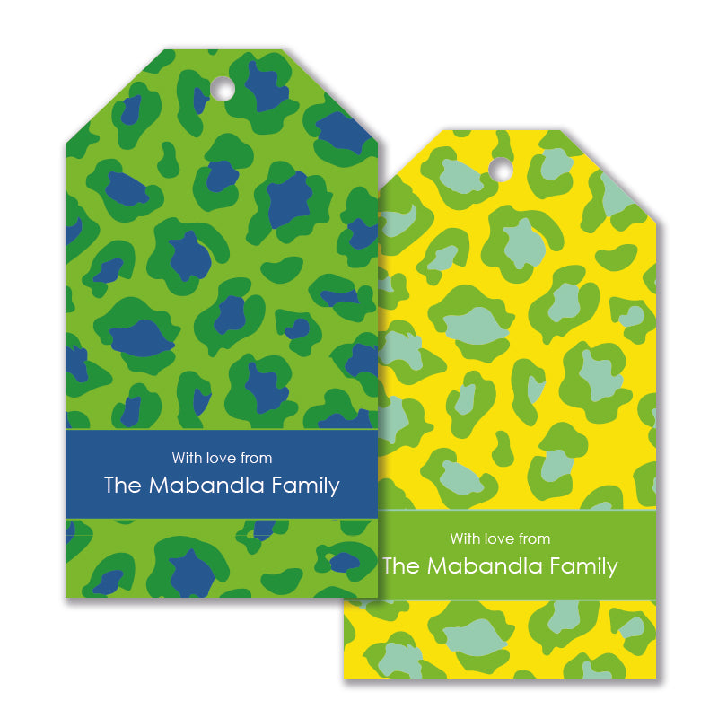 Personalised Gift Tag Set - Lumo Leopard - Canary