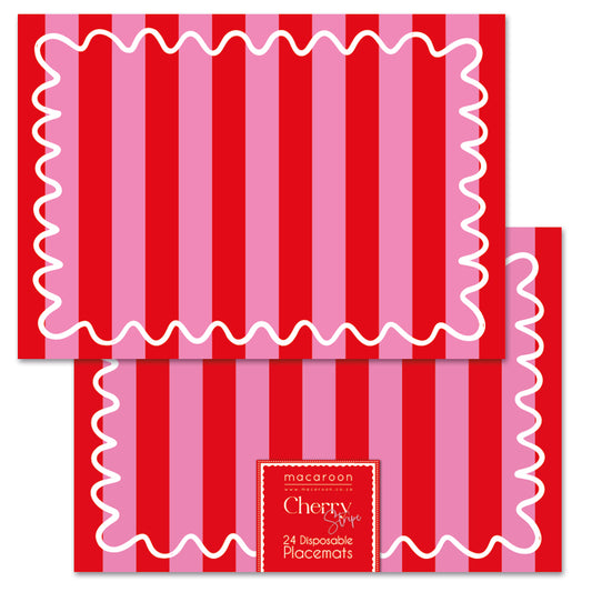 Disposable Placemats - Cherry Stripe