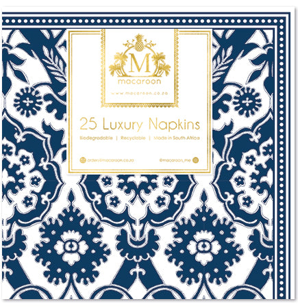 Disposable Luxury Napkins - Tropical Tile - Sapphire