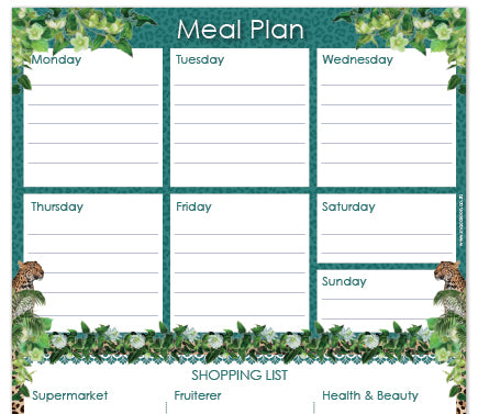 A4 Menu & Shopping Planner - Cape To Congo - Tanzanite