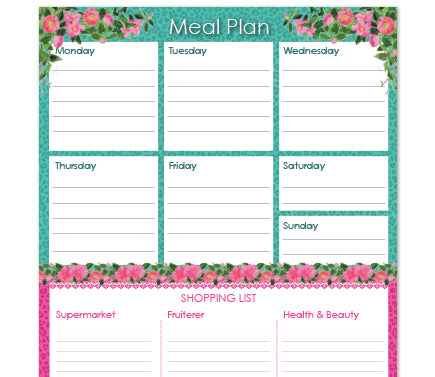 A4 Menu & Shopping Planner - Cape To Congo - Ruby