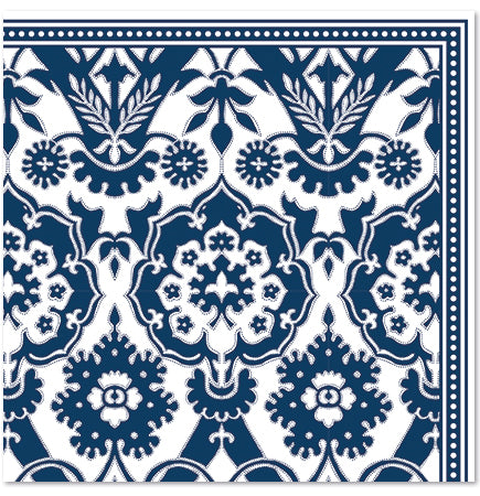 Disposable Luxury Napkins - Tropical Tile - Sapphire