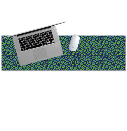Designer Tech Strip / Desk Mat - Lumo Leopard Sapphire