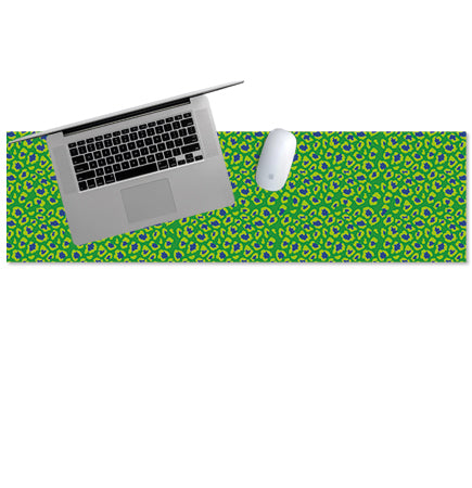Designer Tech Strip / Desk Mat - Lumo Leopard Emerald