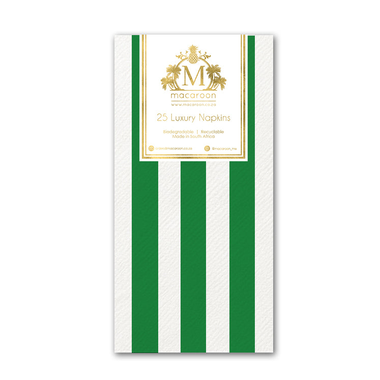 Disposable Slim Luxury Napkins - Green Stripe