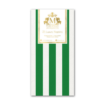 Disposable Slim Luxury Napkins - Green Stripe