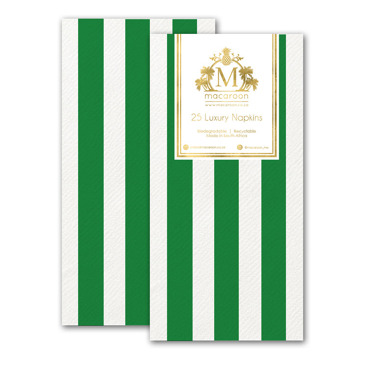 Disposable Slim Luxury Napkins - Green Stripe