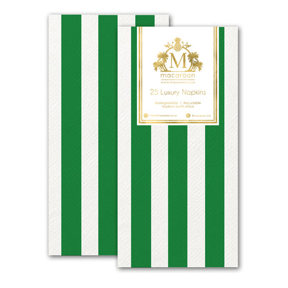 Disposable Slim Luxury Napkins - Green Stripe