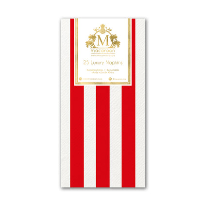 Disposable Slim Luxury Napkins - Cherry Stripe
