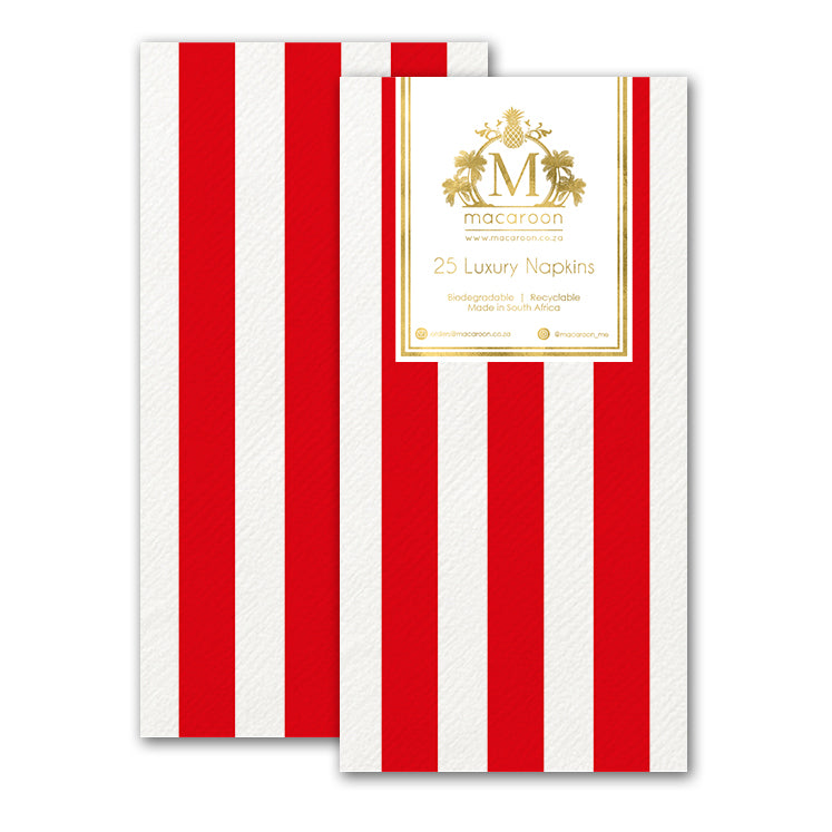 Disposable Slim Luxury Napkins - Cherry Stripe