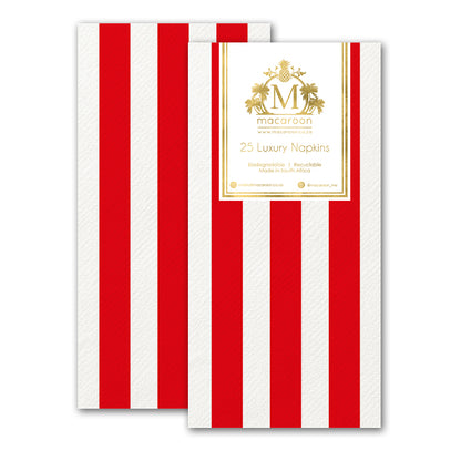Disposable Slim Luxury Napkins - Cherry Stripe