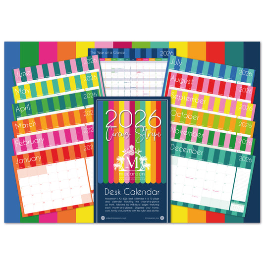 2026 Desk Calendar - Circus Stripe